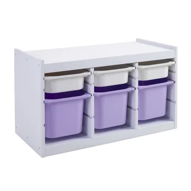 COLOR
Combinación de almacenaje con cajas, BLANCO encino rojo macizo, blanco/lila, 94x44x55 cm