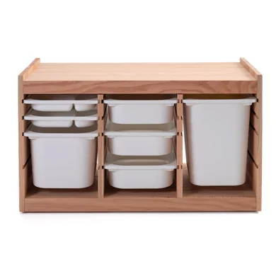 COLOR 
Combinación de almacenaje con cajas, NATURAL encino rojo macizo, blanco/blanco, 94x44x55 cm