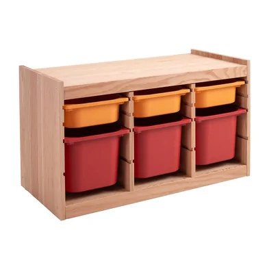 COLOR
Combinación de almacenaje con cajas, NATURAL encino rojo macizo, naranja/rojo, 94x44x55 cm