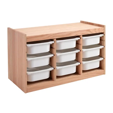 COLOR 
Combinación de almacenaje con cajas, NATURAL encino rojo macizo, blanco/blanco, 94x44x55 cm