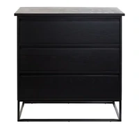 COLECCION PETRA
Cómoda de 3 cajones, negro, madera natural de encino rojo, 99x50x100 cm